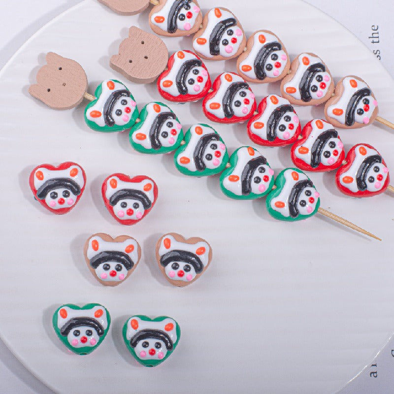 Hand Drawn Heart Rabbit Acrylic Beads 19x17.5mm Colorful 5pcs