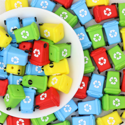 3D Colorful Trash Can Silicone Focal Beads Set 20pcs