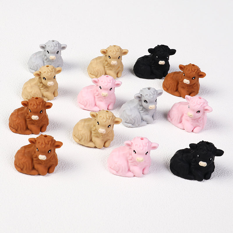 3D Lying Smiling Calf Silicone Focal Beads 20Pcs  4