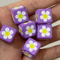 Tiny Flower Square Acrylic Beads 14mm Diagonal Hole 10pcs 5
