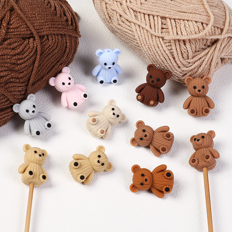 3D Cute Sweater Bear Silicone Focal Beads 20pcs 5