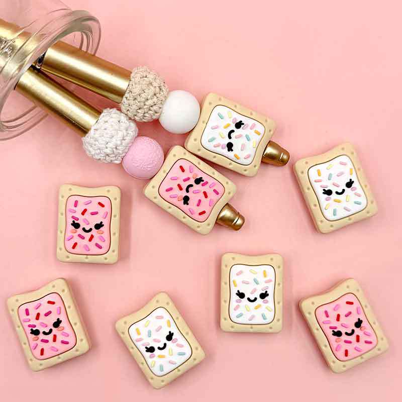 Silicone 3D Cheese Cracker Focal Beads Cute Biscuit Shape 20pcs 2