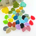 Colorful Leaf Silicone Beads Solid Color Matte Finish 20pcs 5