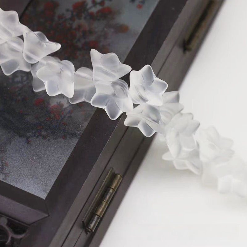 Frosted Transparent Trumpet Flower Glass Beads 9*13mm 20pcs
