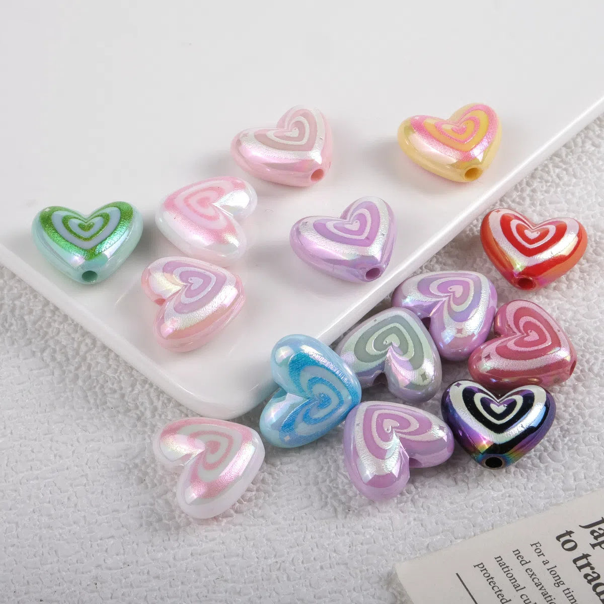Plating Heart Acrylic Beads 18mm Spiral Pattern Glossy 50pcs 3