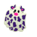 Silicone Focal Beads Halloween Cow Ghost White Purple Spots 20pcs