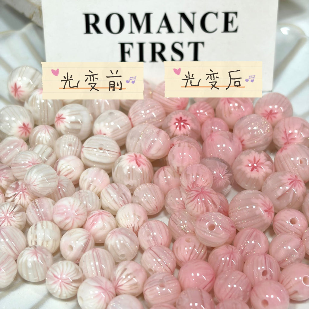 Color Changing Cherry Blossom Resin Round Beads 50pcs 6
