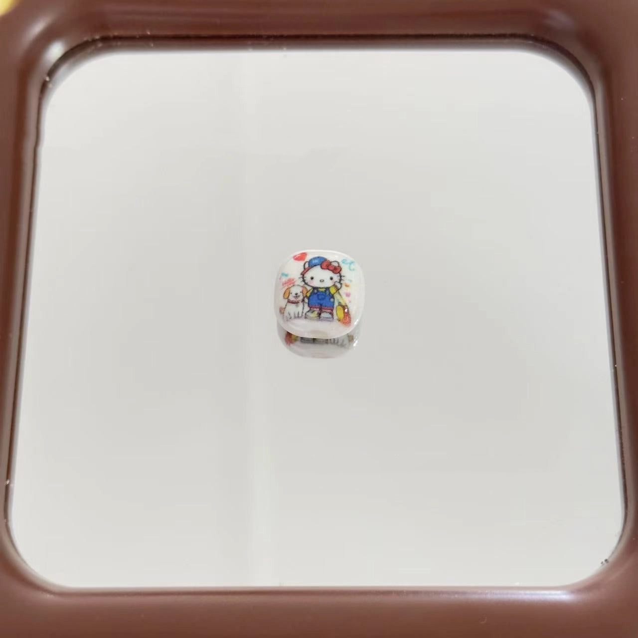Cartoon Hello KT Acrylic Square Beads 14mm Colorful Glossy 10pcs 10