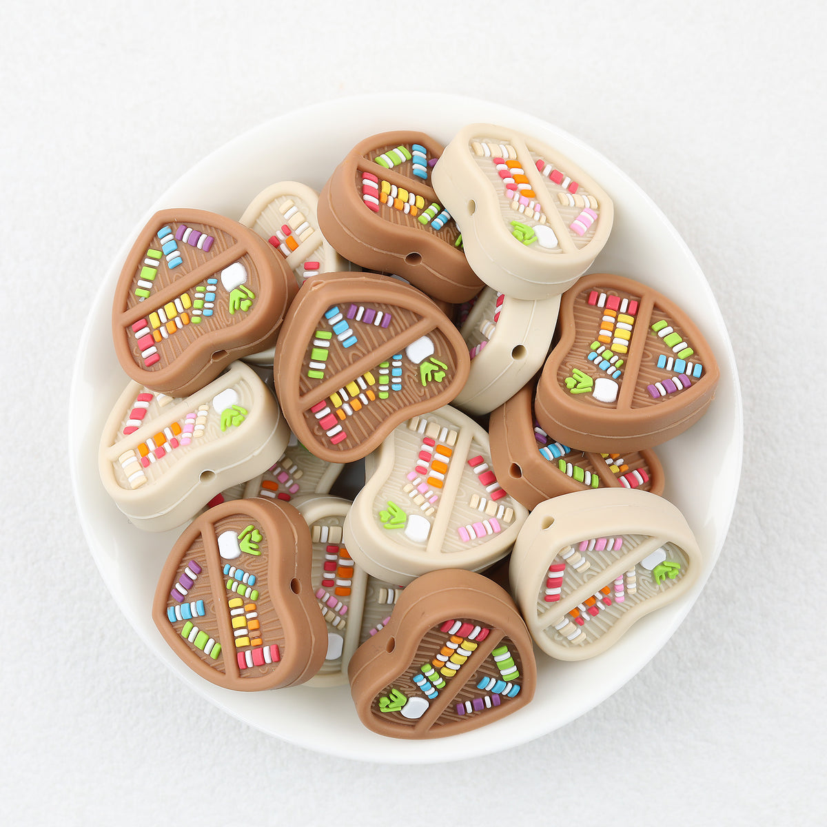 3D Heart Shaped  Bookshelf Silicone Focal Beads 20Pcs  2