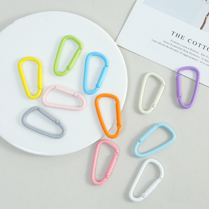 Metal D Shaped Spring Trigger Key Rings 46mm Colorful Painted 20pcs 4