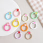 Strawberry Painted Circle Zinc Alloy Trigger Spring Keyrings 6pcs 32mm