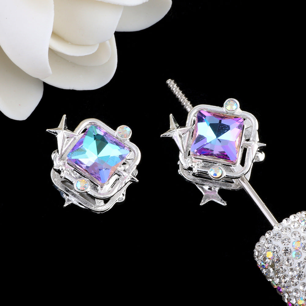 Rhinestone Alloy Star Frame Square Beads 23mm 5pcs 10