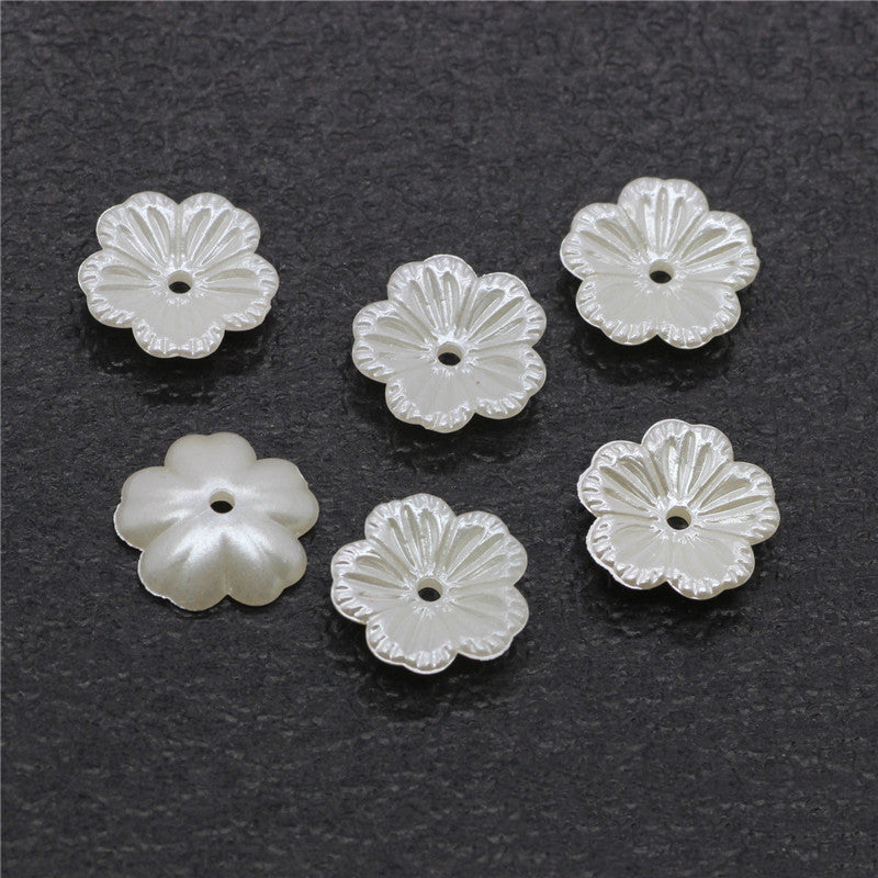 Pearl Imitation Flower Acrylic Beads 2-13mm White 100pcs 2