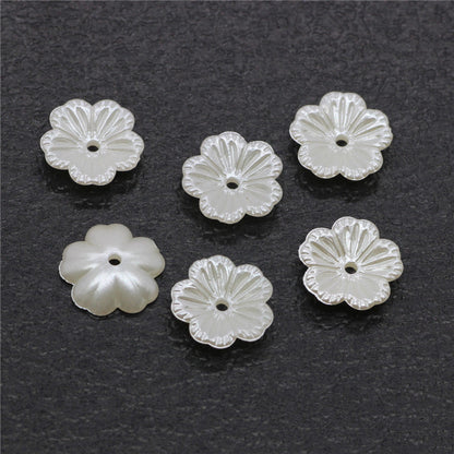 Pearl Imitation Flower Acrylic Beads 2-13mm White 100pcs 2