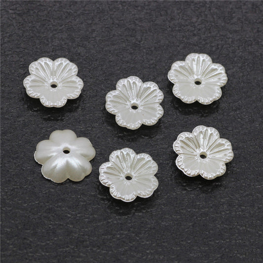Pearl Imitation Flower Acrylic Beads 2-13mm White 100pcs 2