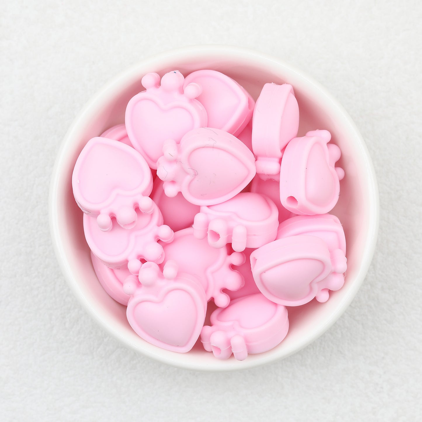 Colorful Heart Crown Silicone Focal Beads 20pcs 11