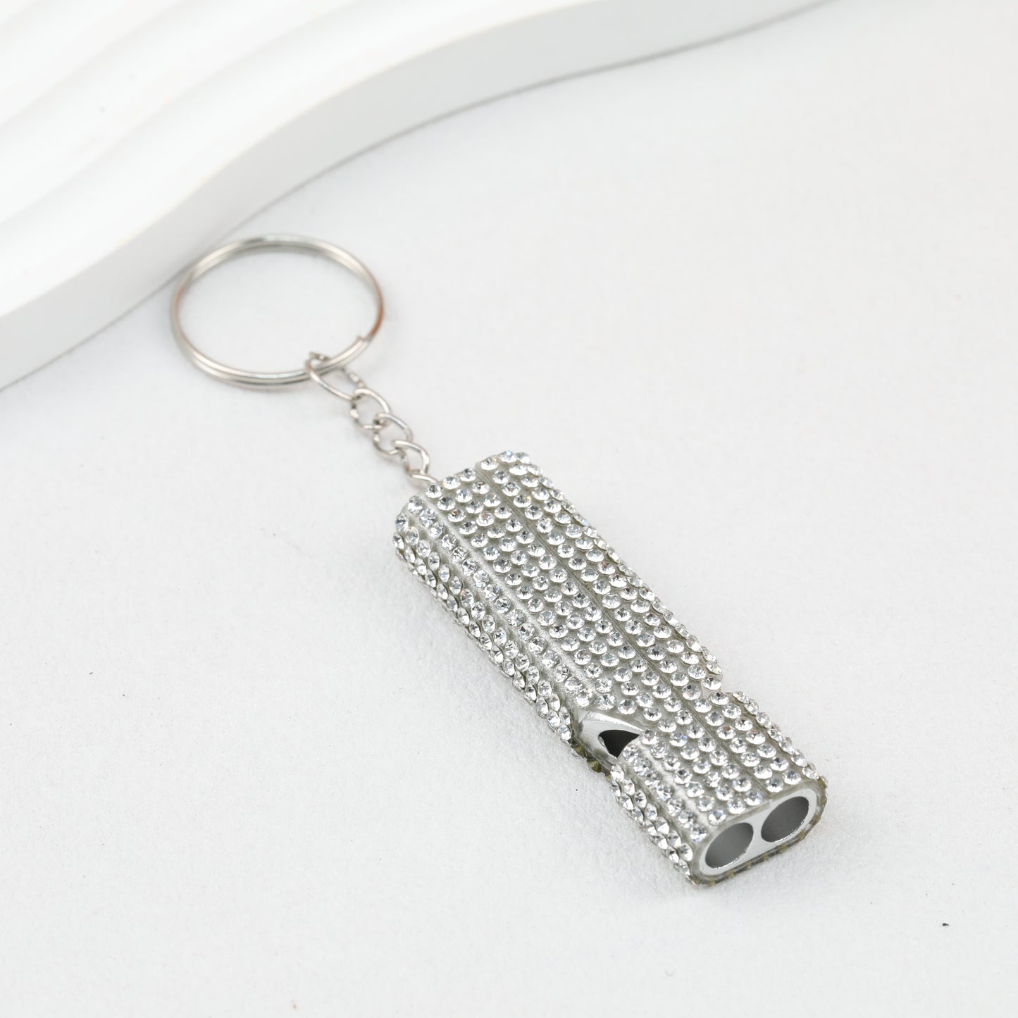 Rhinestone Whistle Keychain Self Defense Colorful Compact