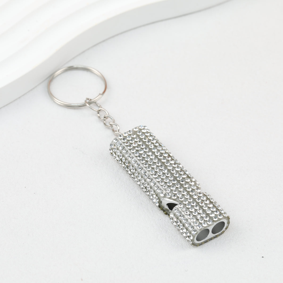 Rhinestone Whistle Keychain Self Defense Colorful Compact