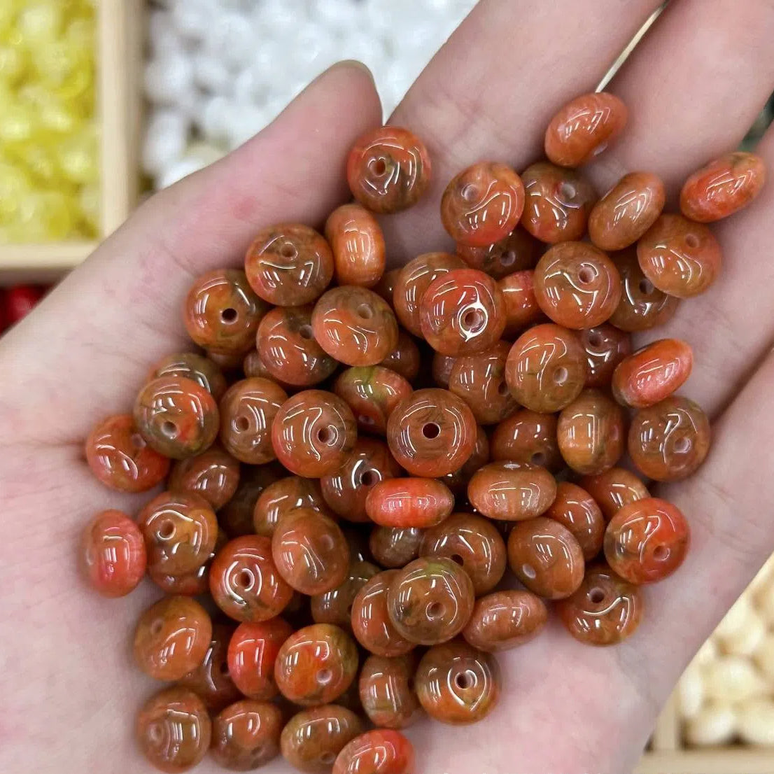 Resin Spacer Beads 10mm Oil Painting Texture 60pcs 6