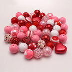 Bubblegum Beads 20mm Red Pink White Valentine Hearts Chunky Mix 50pcs 2
