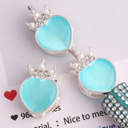 Alloy Heart Shaped Rhinestone Crown Beads 23mm 3pcs 8