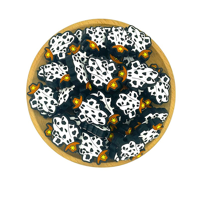 Silicone Focal Beads Halloween Cowboy Ghost Design 20pcs 2