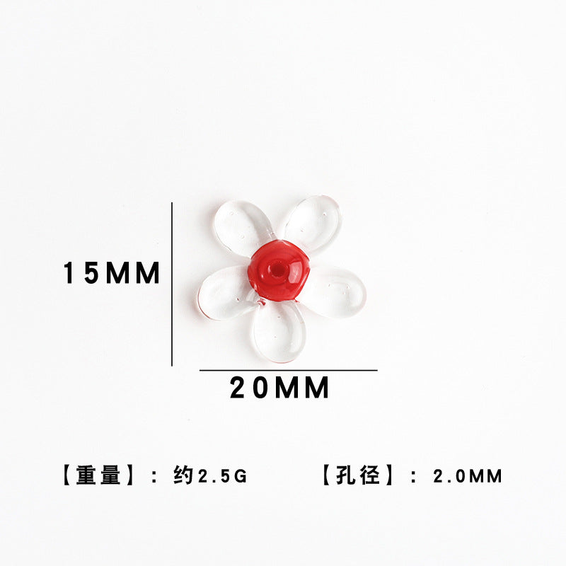 Transparent Colorful Flower Shaped Glass Beads 15x20mm 10pcs 6