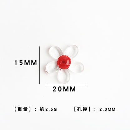 Transparent Colorful Flower Shaped Glass Beads 15x20mm 10pcs 6