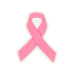 Silicone Focal Beads Pink Ribbon Outlined in White 20pcs