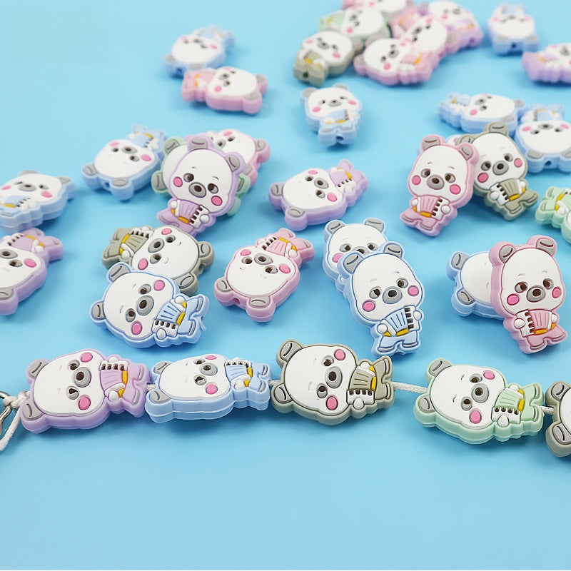 Silicone Focal Beads Panda Accordion Holding Instrument 20pcs 4