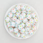 15mm Light Floral Print Round Silicone Beads 50 pcs - Floral Design 6