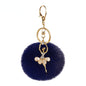 Pom Pom Keychain Alloy Ballet Girl Gold Tone with Rhinestones 22