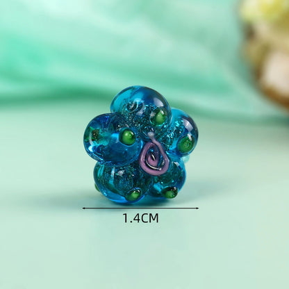 Lampwork Glass Beads Five Petal Flower 14mm Vintage Foil Filled 10pcs 8