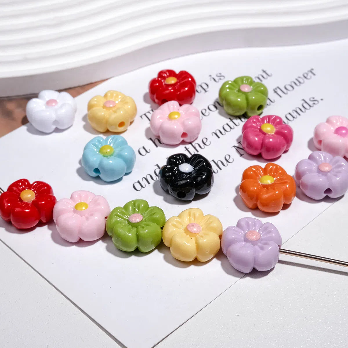 Colorful 3D Cherry Blossom Acrylic Beads 19mm Flower 20pcs 2
