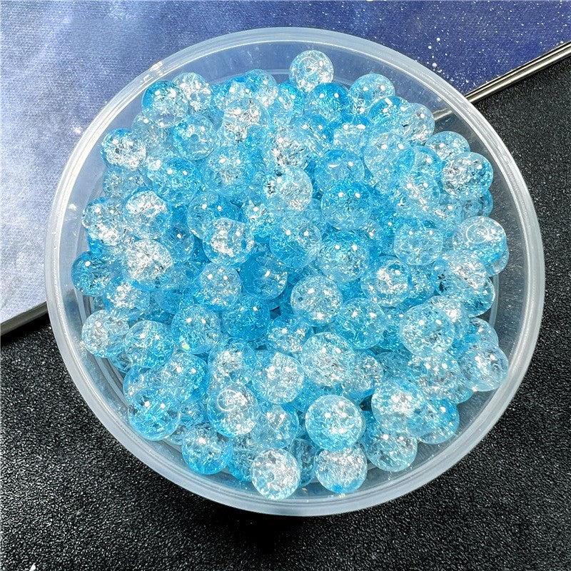 Crackle Flower Glass Beads 8mm Soft Purple Blue Gradient 3 Strands 35