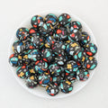 Nurse Theme 15mm Printed Silicone Beads 50pcs - Black