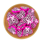 Silicone Focal Beads Heart Ribbon Pink Leopard Print Awareness 20pcs 2