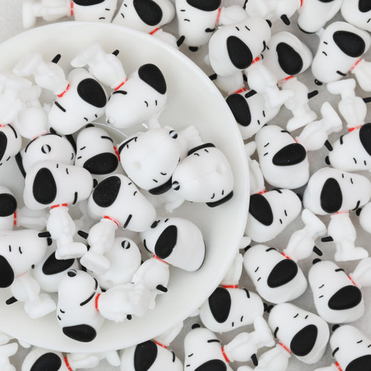 3D Character Shaped Silicone Focal Beads Snoopy Design 20pcs