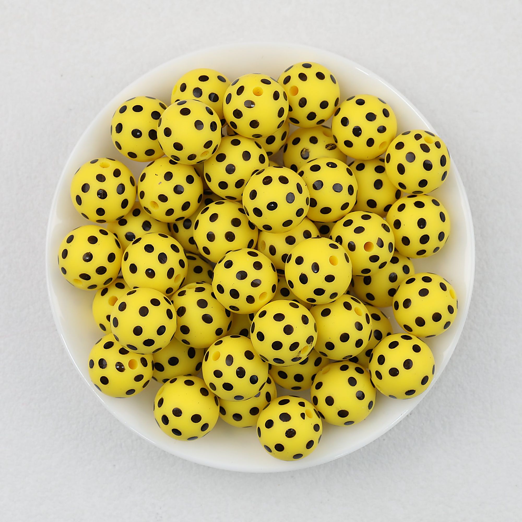 15mm Colorful Polka Dot Print Round Silicone Beads  50pcs - Dotted