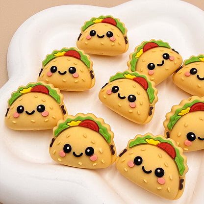 Silicone 3D Taco Focal Beads Camel Color 20pcs 2