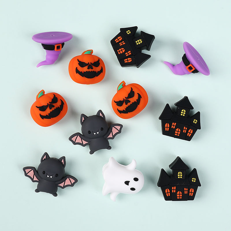 Silicone 3D Focal Beads Halloween Pumpkins Grimace Faces 20pcs 6