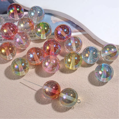 Shimmer Resin Beads 16mm Round UV Plating Glitter Effect 20pcs 2