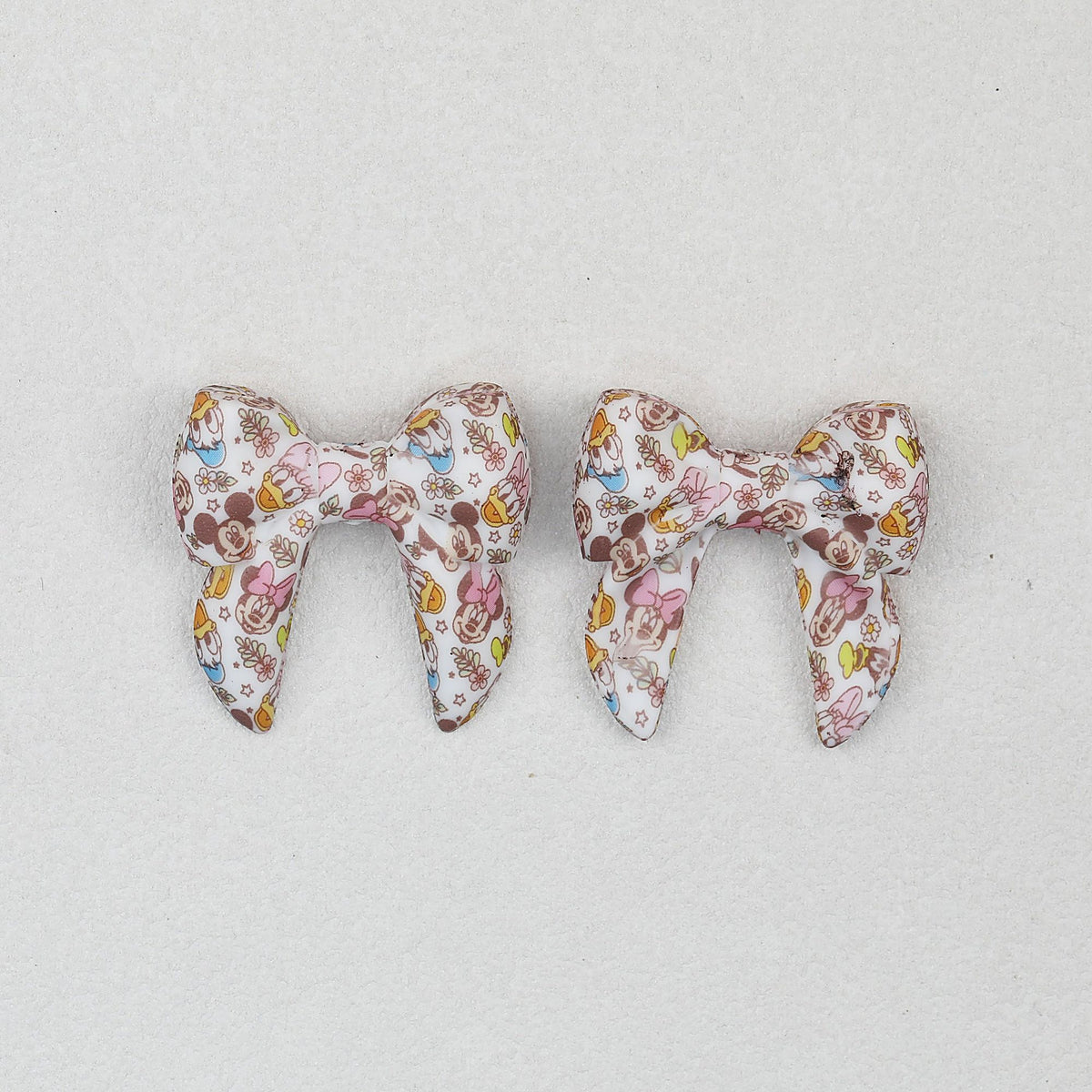 3D Printed Bow Shape Silicone Beads Colorful Pattern 10pcs - 16