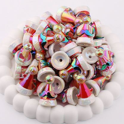UV Plating Christmas Hat Snowflake Acrylic Beads Red Electroplated 6