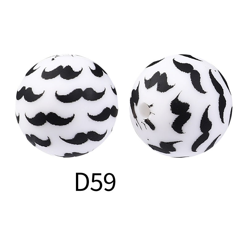 15mm Silicone Beads Rhombus Printed Design 50pcs 24