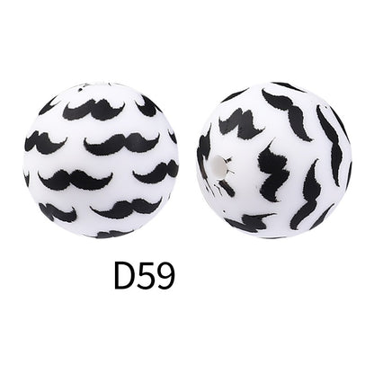 15mm Silicone Beads Rhombus Printed Design 50pcs 24