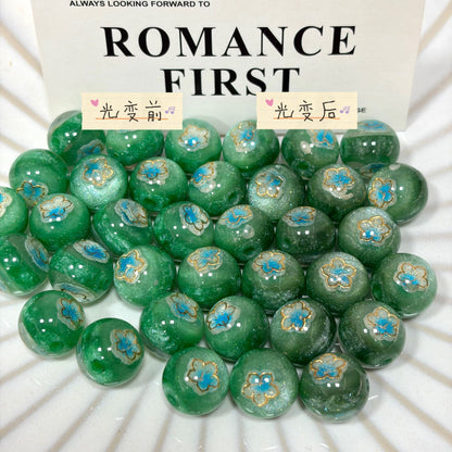 Luminous Color-Changing Resin Round Flower Beads 16mm 10pcs 14