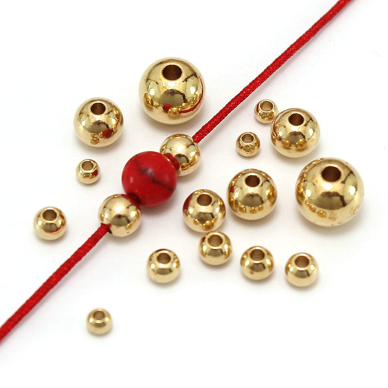 Brass Round Metal Beads 2-10mm Smooth Polished Gold Tone 100pcs