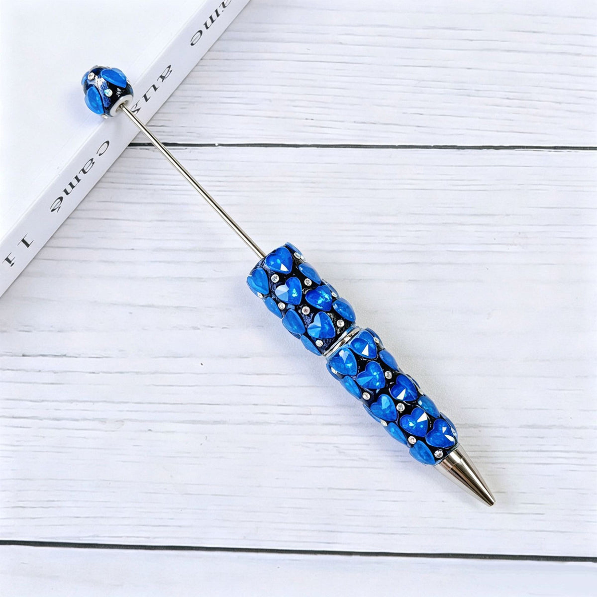 Beadable Plastic Pen with Colorful Heart and Rhinestone Design 15
