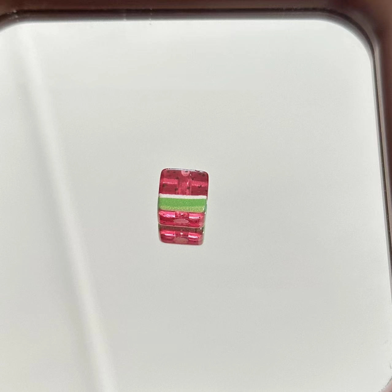 Square Acrylic Beads 10mm Watermelon Kitten Translucent Red Green 20pcs 4